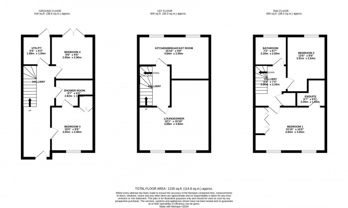 Floorplan for Hedge Lane, Witham St. Hughs, Lincoln