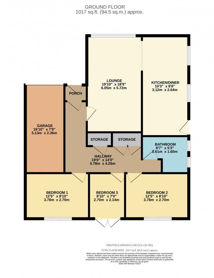 Floorplan for Westfield Approach, North Greetwell, Lincoln