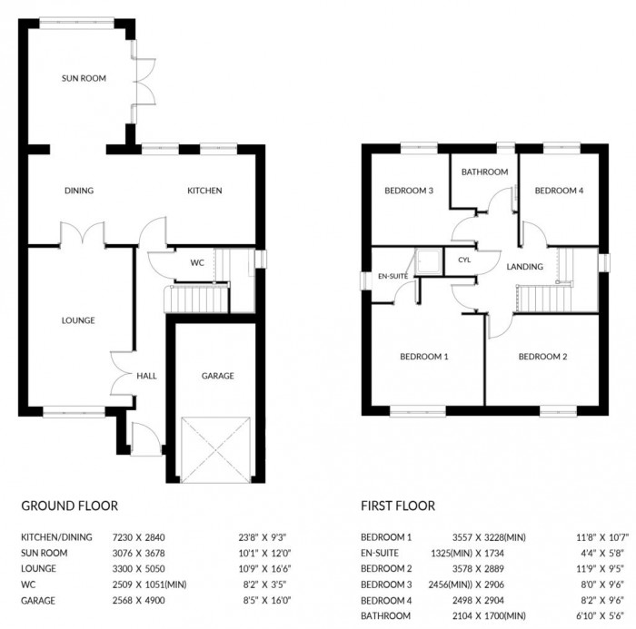 Floorplan for Plot 169, The Opal, Langton Rise, Horncastle