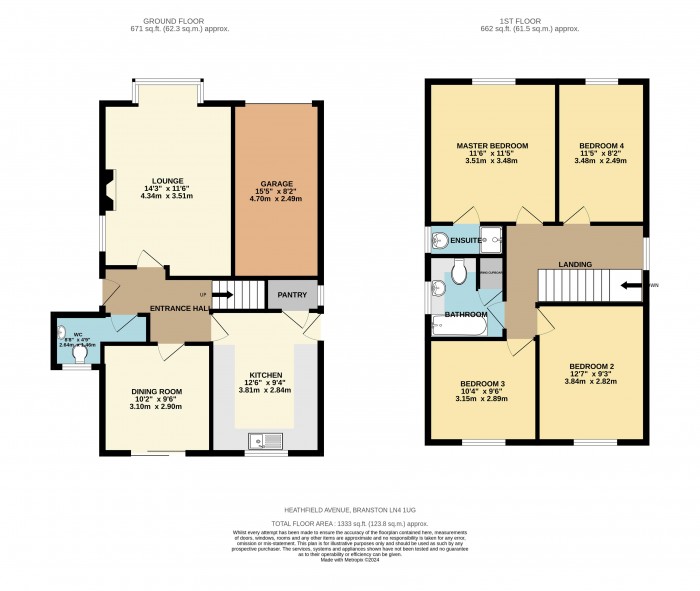 Floorplan for Heathfield Avenue, Branston, Lincoln