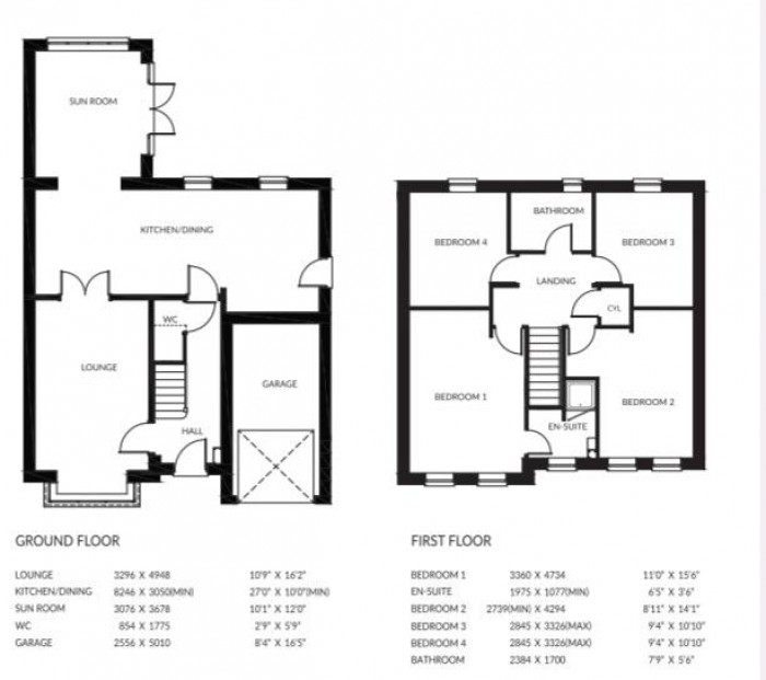 Floorplan for Plot 166, The Amber, Langton Rise, Horncastle, Lincoln