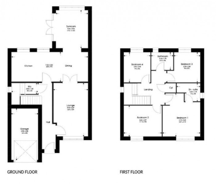 Floorplan for Plot 2, The Opal, Saxon Park, Branston Lincoln