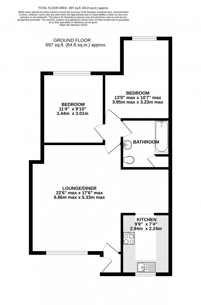 Floorplan for Springfield Close, Uphill, Lincoln