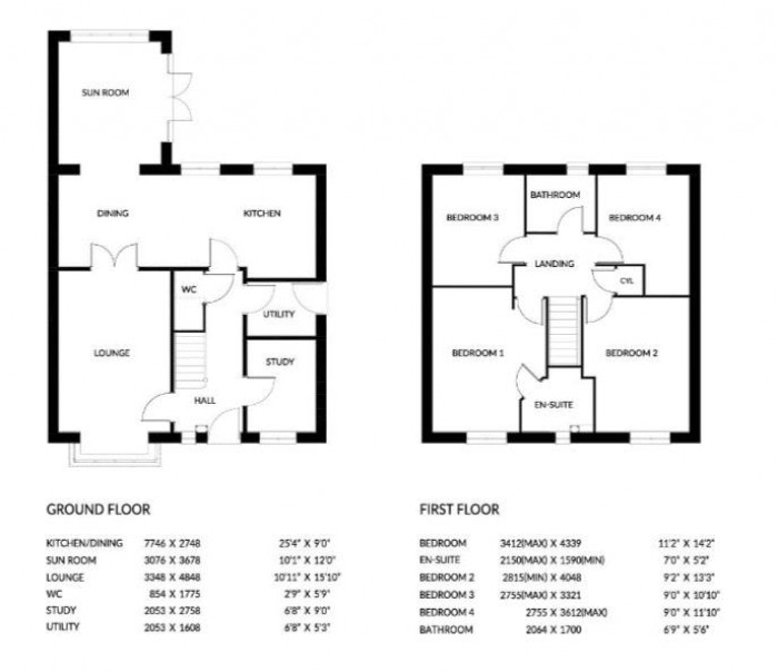 Floorplan for Plot 151, The Jasper, Langton Rise, Horncastle, Lincoln