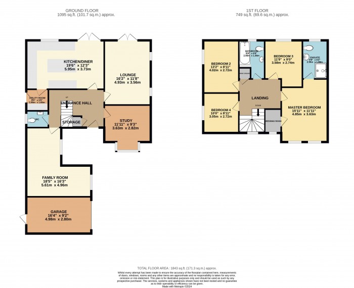 Floorplan for Buttermere Close, Waddington