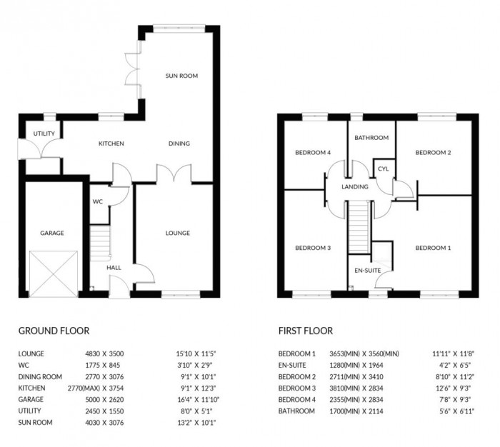 Floorplan for Plot 155, The Peridot, Langton Rise, Horncastle