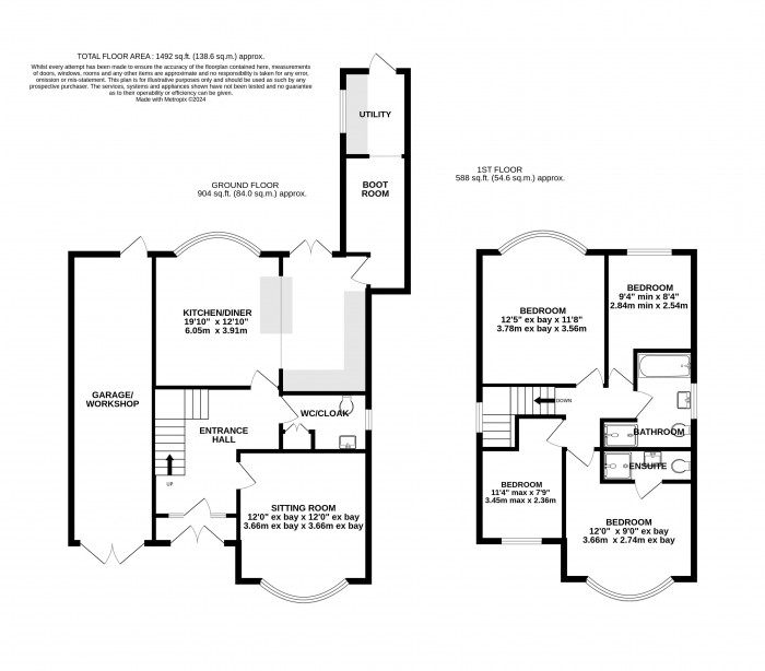 Floorplan for Yarborough Crescent, Uphill, Lincoln